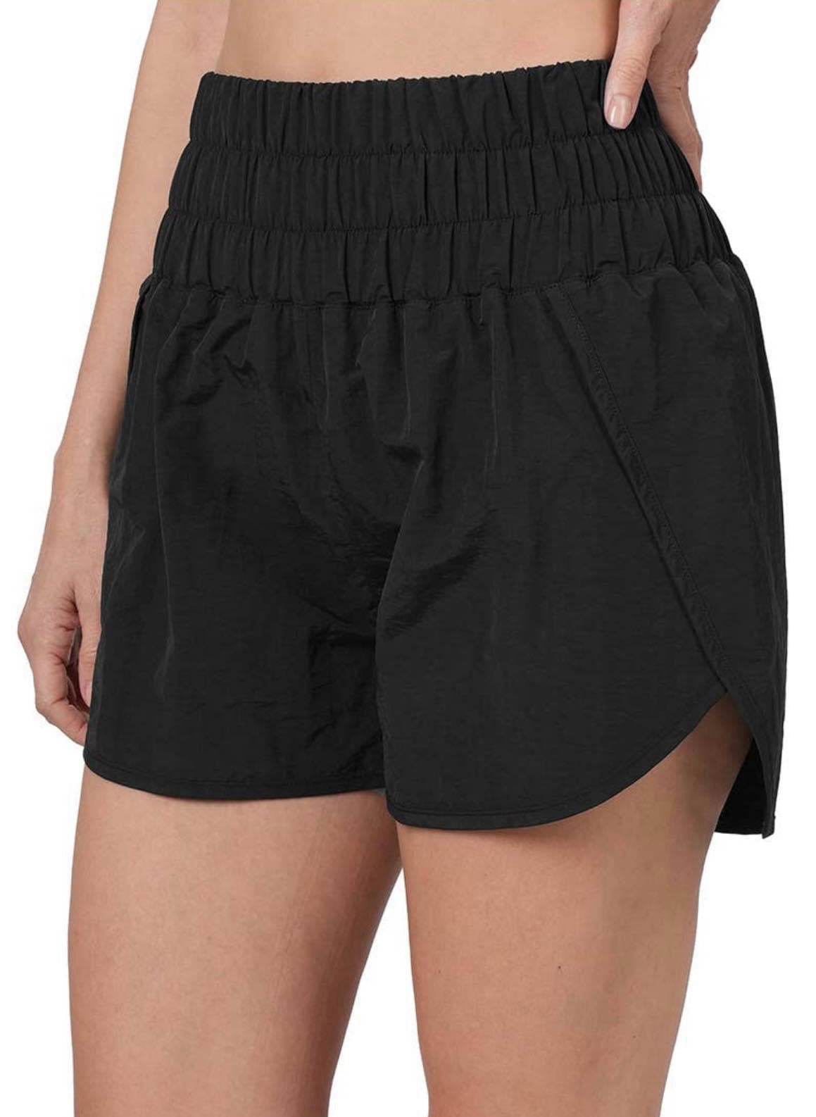 Black windbreaker shorts